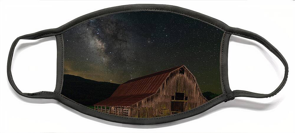 Boxley Valley Face Mask featuring the photograph Boxley Valley Barn on the 4th by Hal Mitzenmacher