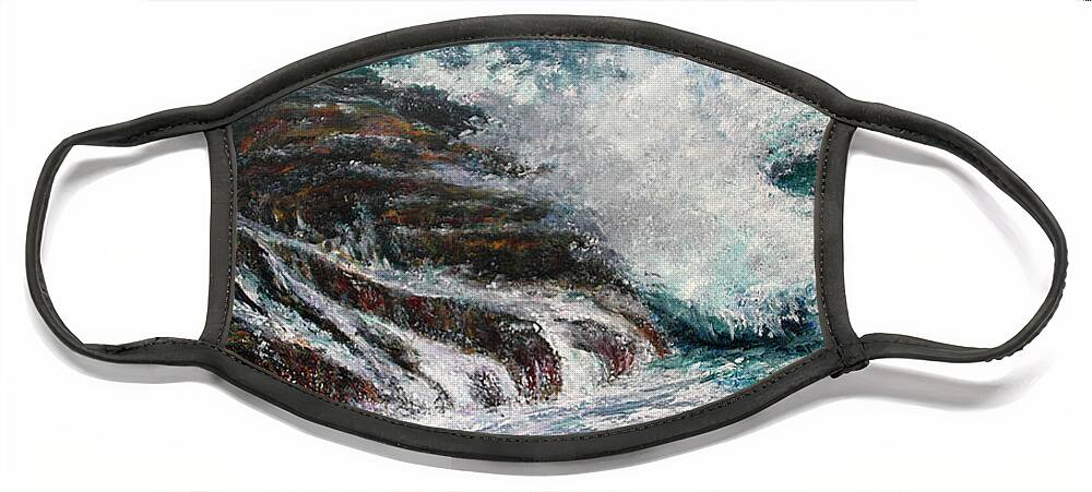 Original Face Mask featuring the painting Breaking Wave by Michele A Loftus