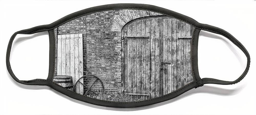 Calke Face Mask featuring the photograph Brewhouse Door by Nick Bywater