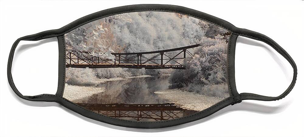 Infrared Photography Face Mask featuring the photograph Bridge Reflections by Jane Linders