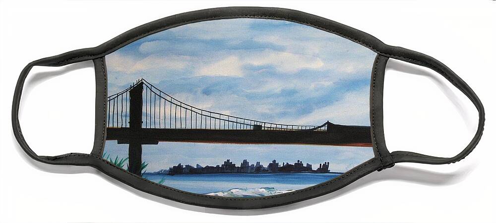 Beach Scene Face Mask featuring the painting Bridge to Europe by Patricia Arroyo