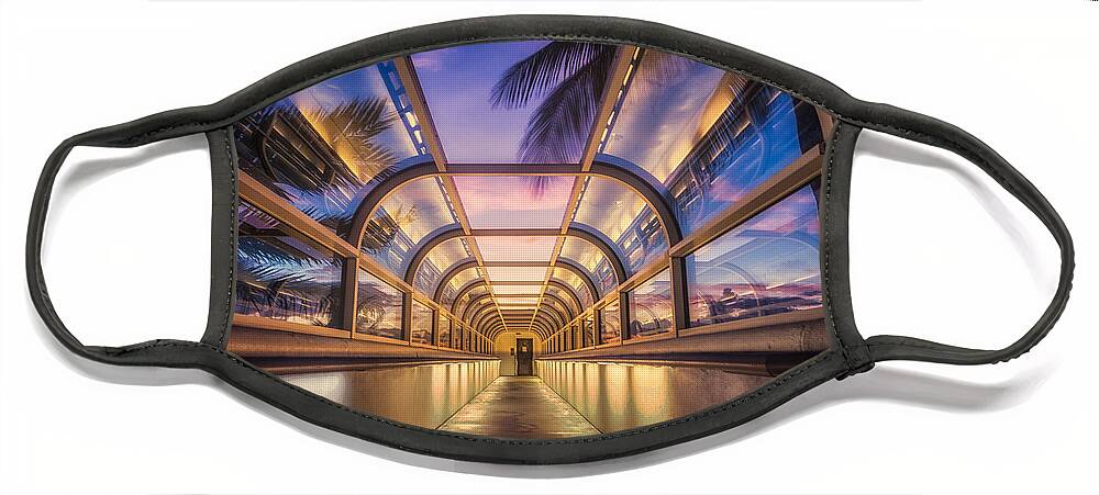 Natural Forms Face Mask featuring the photograph Bridge to the Beach by Rikk Flohr