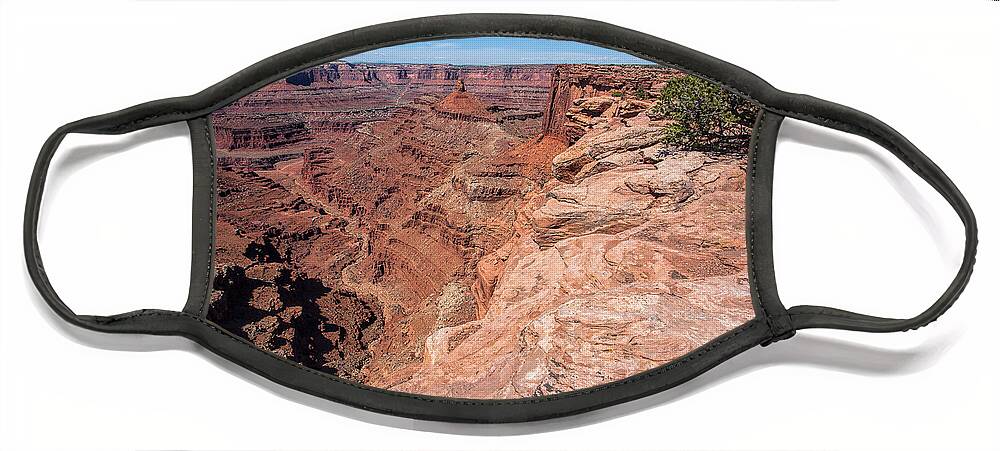 Monument Valley Print Face Mask featuring the photograph Brink of the Canyon by Jim Garrison