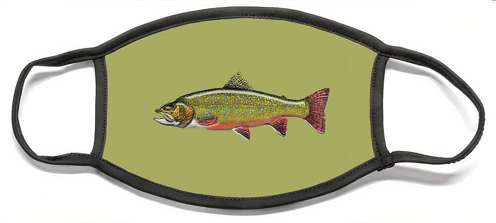 'fishing Corner' Collection By Serge Averbukh Face Mask featuring the digital art Brook Trout by Serge Averbukh