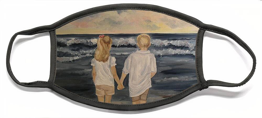 Ocean Face Mask featuring the painting Brother and Sister by Julie Brugh Riffey