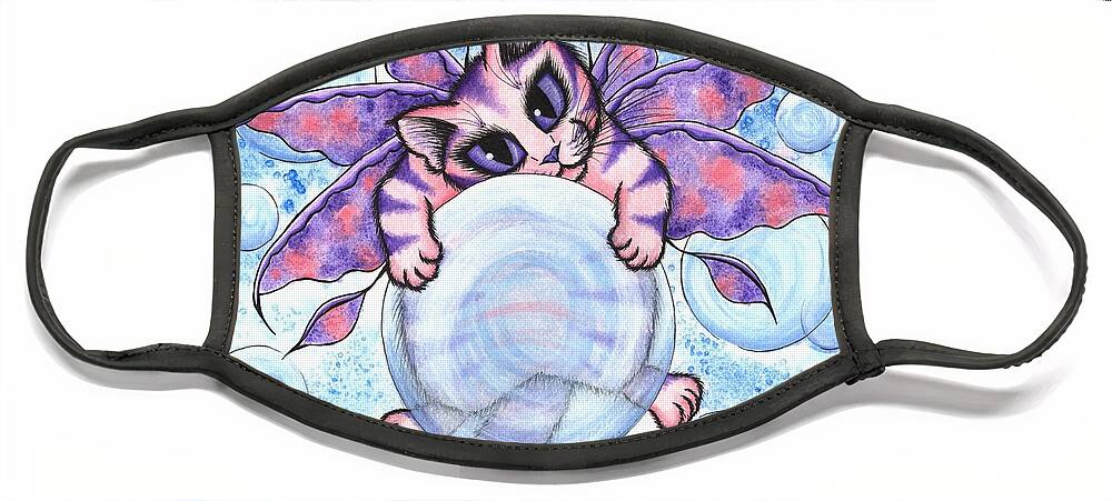 Bubbles Cute Cat Face Mask featuring the painting Bubble Fairy Kitten by Carrie Hawks