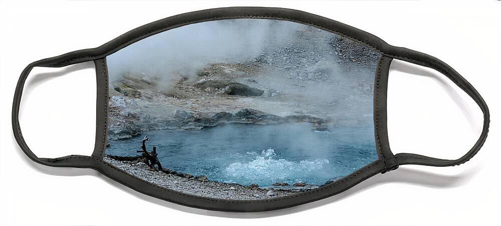 Yellowstone Face Mask featuring the photograph Bubbling Hot Springs, Yellowstone by Aashish Vaidya