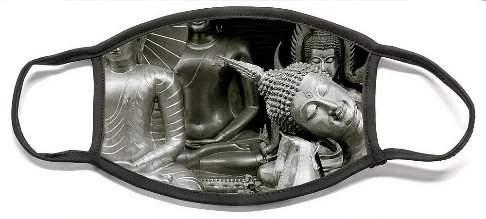 Reclining Face Mask featuring the photograph Buddha Of The Urban Street In Bangkok by Shaun Higson