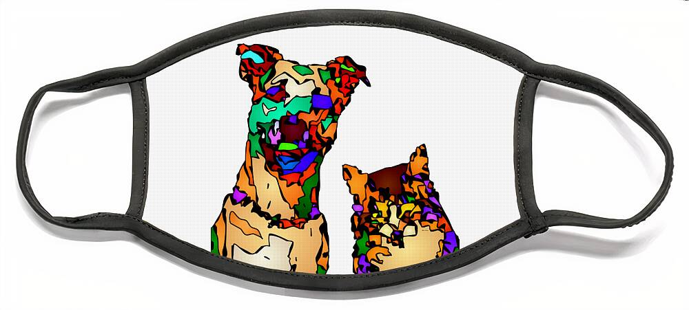 Dog Face Mask featuring the digital art Buddies for Life. Pet Series by Rafael Salazar