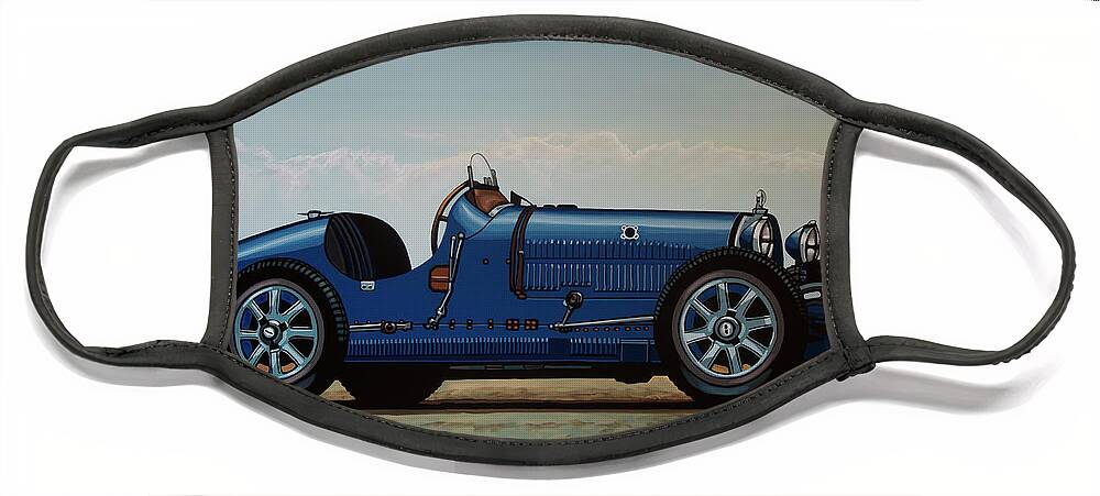 Bugatti Type 35 Face Mask featuring the painting Bugatti Type 35 1924 Painting by Paul Meijering