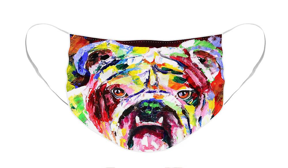 Dogs Face Mask featuring the painting Bulldog Multicolors by Karl Wagner
