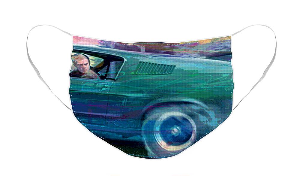 1968 Mustang Face Mask featuring the painting Bullitt Mustang by David Lloyd Glover