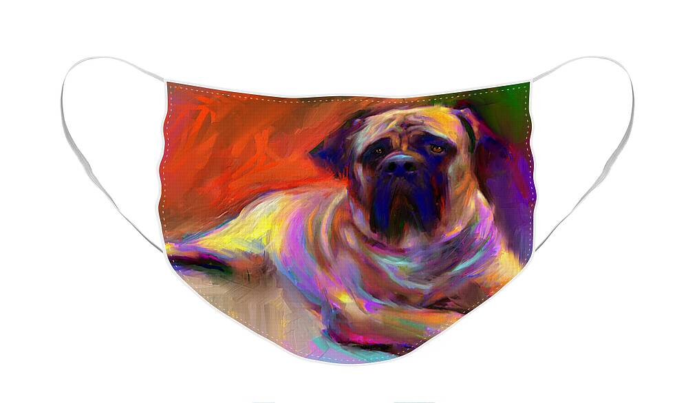 Bull Mastiff Painting Face Mask featuring the painting Bullmastiff dog painting by Svetlana Novikova