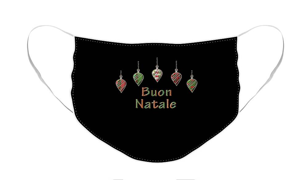 Red Face Mask featuring the digital art Buon Natale Italian Merry Christmas by Movie Poster Prints
