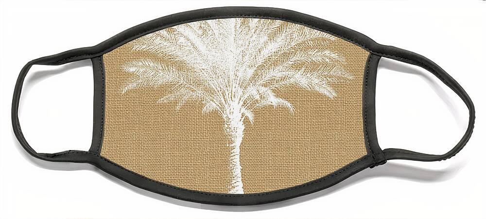 Palm Tree Face Mask featuring the mixed media Burlap Palm Tree- Art by Linda Woods by Linda Woods