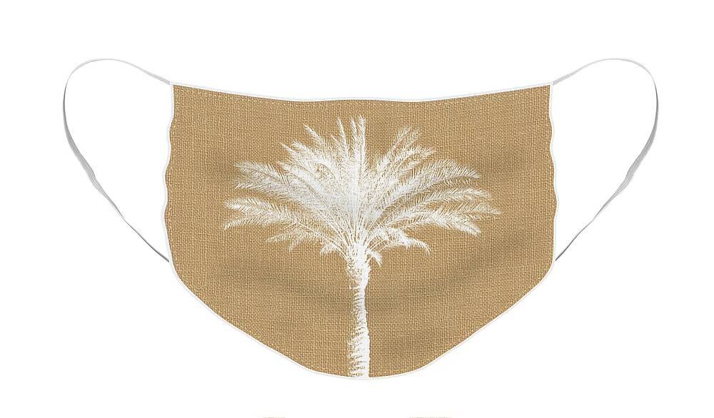 Palm Tree Face Mask featuring the mixed media Burlap Palm Tree- Art by Linda Woods by Linda Woods