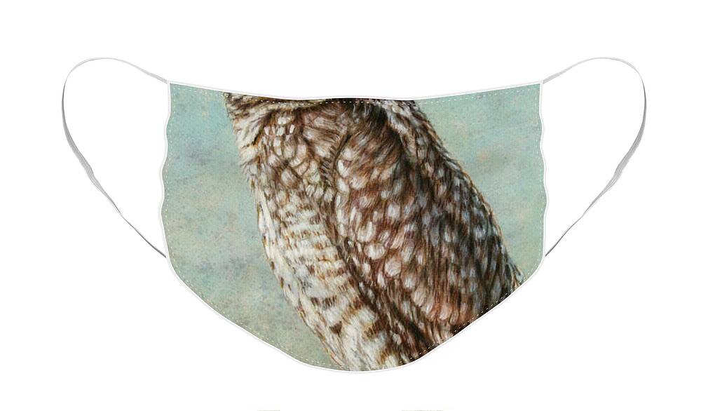 Owl Face Mask featuring the painting Burrowing Owl by James W Johnson