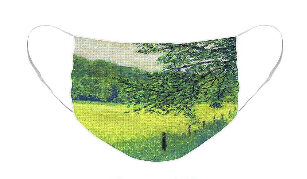 Buttercups Face Mask featuring the pastel Buttercups in Field by Edward McNaught-Davis