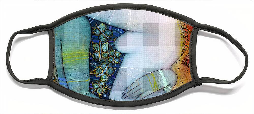 Albena Face Mask featuring the painting Butterfly Kiss by Albena Vatcheva