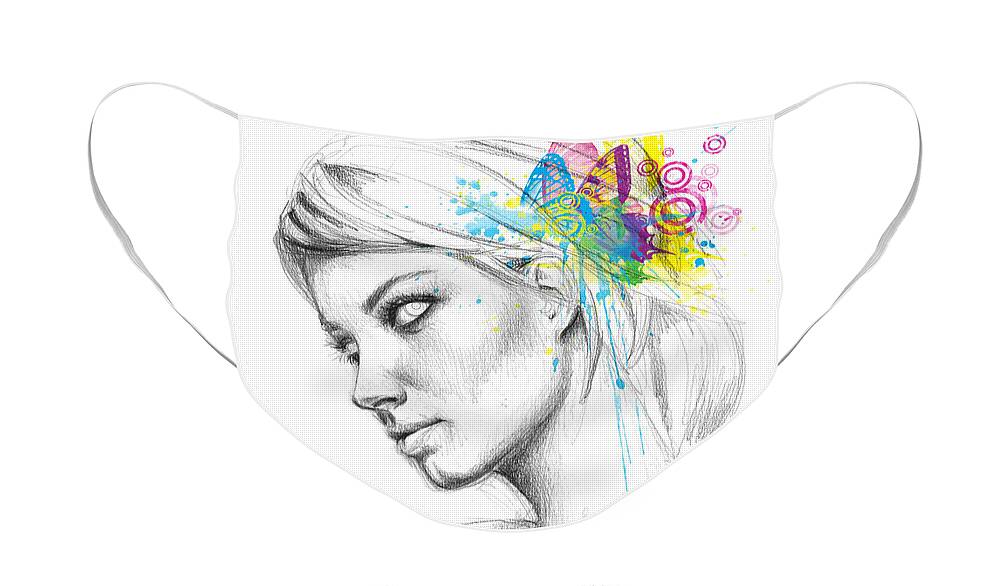 Butterfly Face Mask featuring the digital art Butterfly Queen by Olga Shvartsur