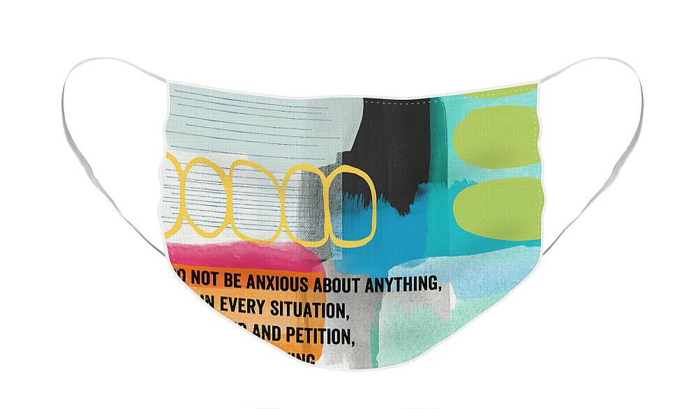 Philippians 4:6 Face Mask featuring the painting By Prayer and Petition- Contemporary Christian Art by Linda Wood by Linda Woods