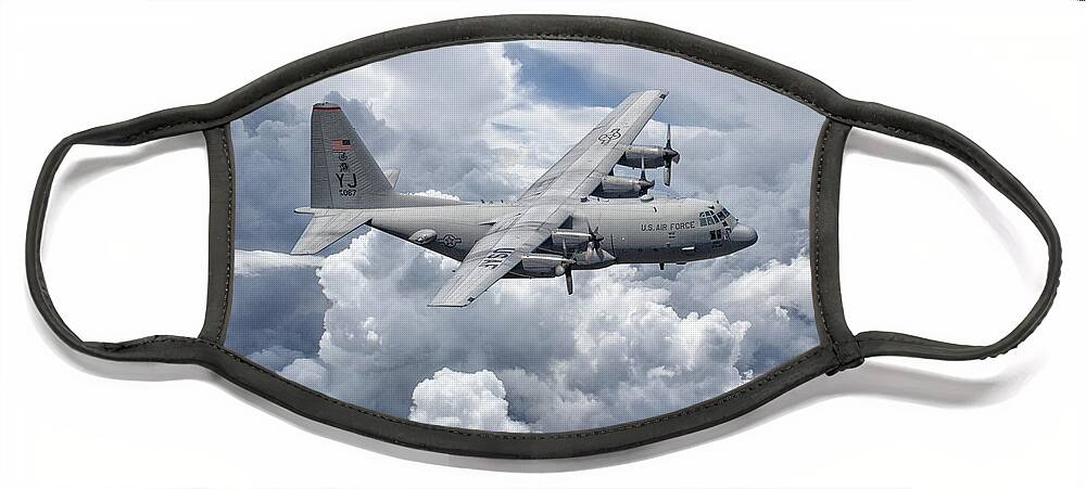 C130 Face Mask featuring the digital art C130 36th Airlift by Airpower Art