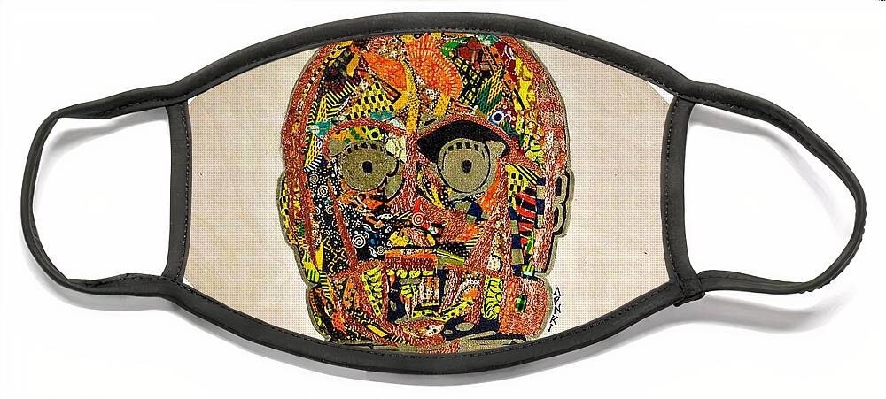 C-3po Face Mask featuring the tapestry - textile C3PO Star Wars Afrofuturist Collection by Apanaki Temitayo M