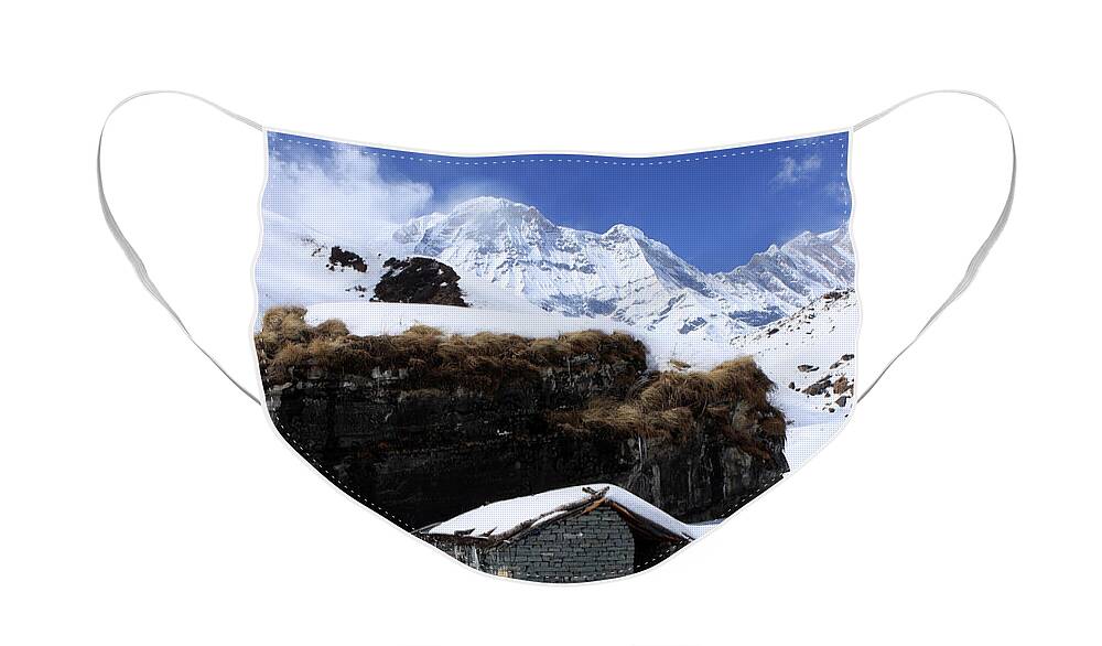 Himalayas Face Mask featuring the photograph Cabin On The Mountain by Aidan Moran