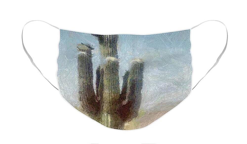 Phoenix Face Mask featuring the painting Cactus by Jeffrey Kolker