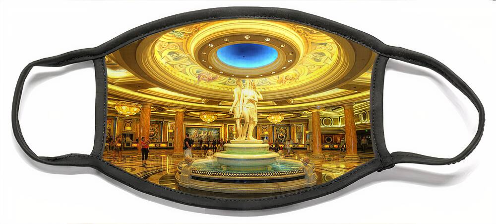 Art Face Mask featuring the photograph Caesar's Grand Lobby by Yhun Suarez