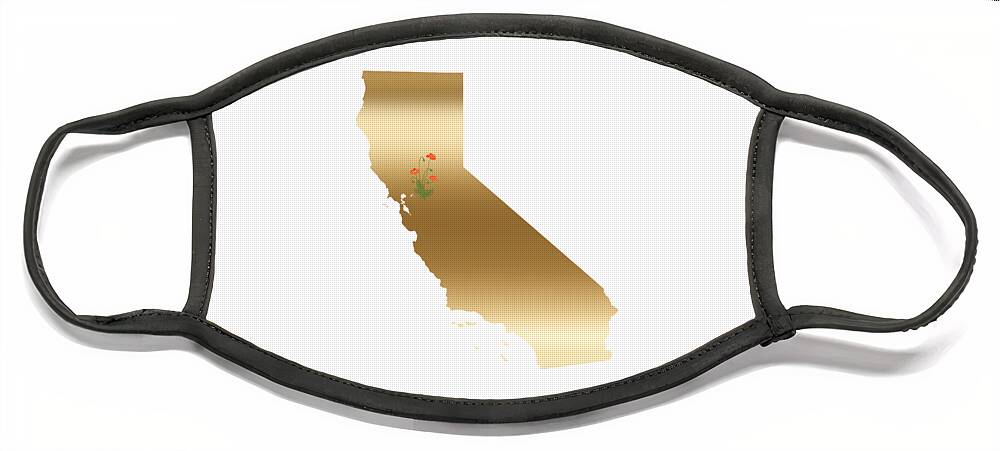 California Face Mask featuring the digital art California Gold with State Flower by Leah McPhail