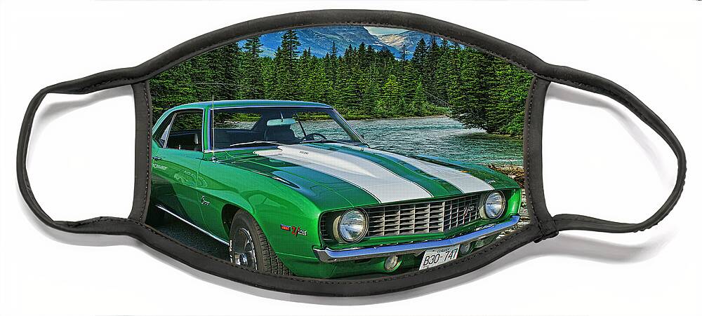 Cars Face Mask featuring the photograph Camero Z28 at Banff National Park by Randy Harris