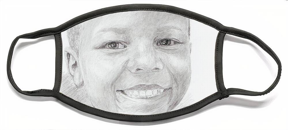 Cameron Face Mask featuring the drawing Cameron by Quwatha Valentine