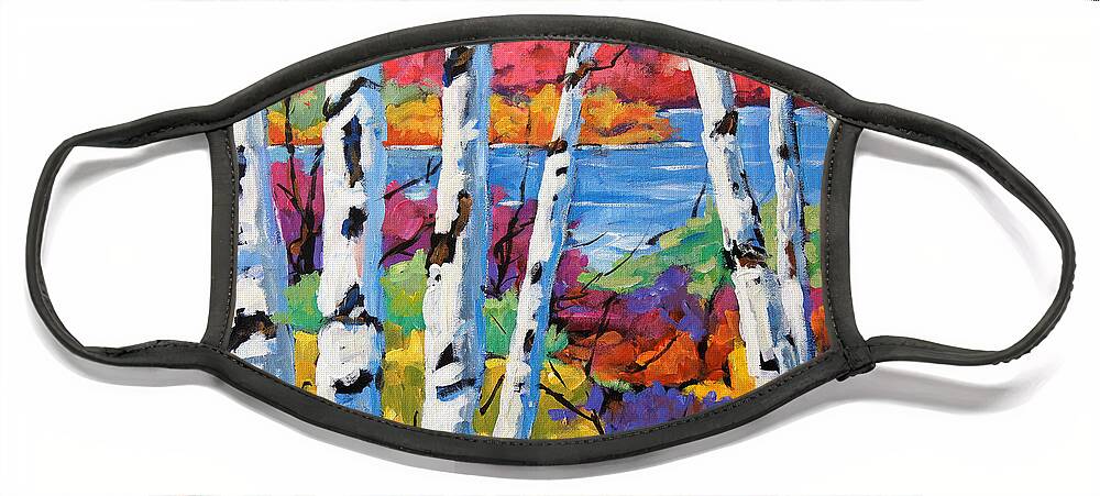 Canadian Landscape Created By Richard T Pranke Face Mask featuring the painting Canadian Birches by Prankearts by Richard T Pranke