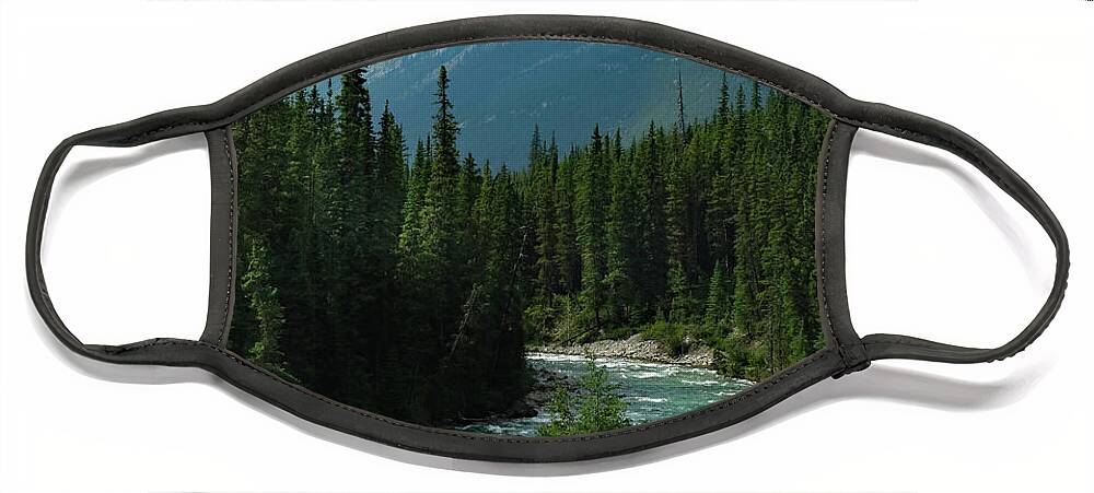 Travel Face Mask featuring the photograph Canadian Rockies Riverscape by David T Wilkinson