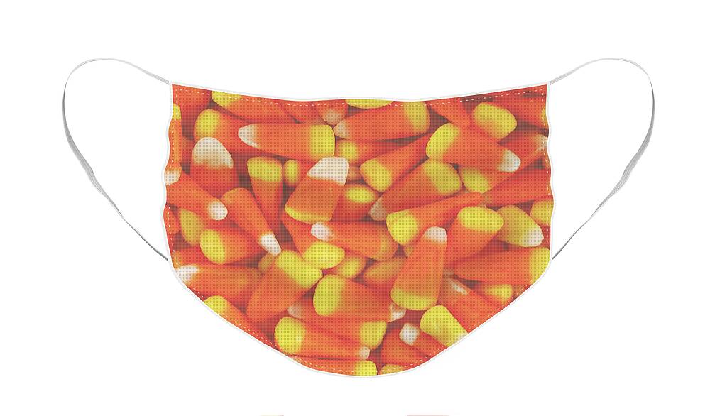 Candy Corn Face Mask featuring the photograph Candy Corn Square- by Linda Woods by Linda Woods