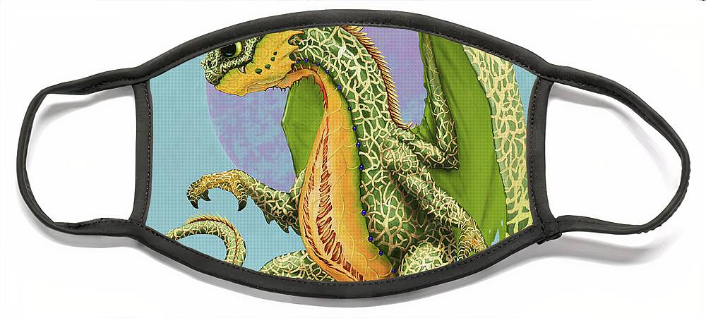 Cantaloupe Face Mask featuring the digital art Cantaloupe Dragon by Stanley Morrison