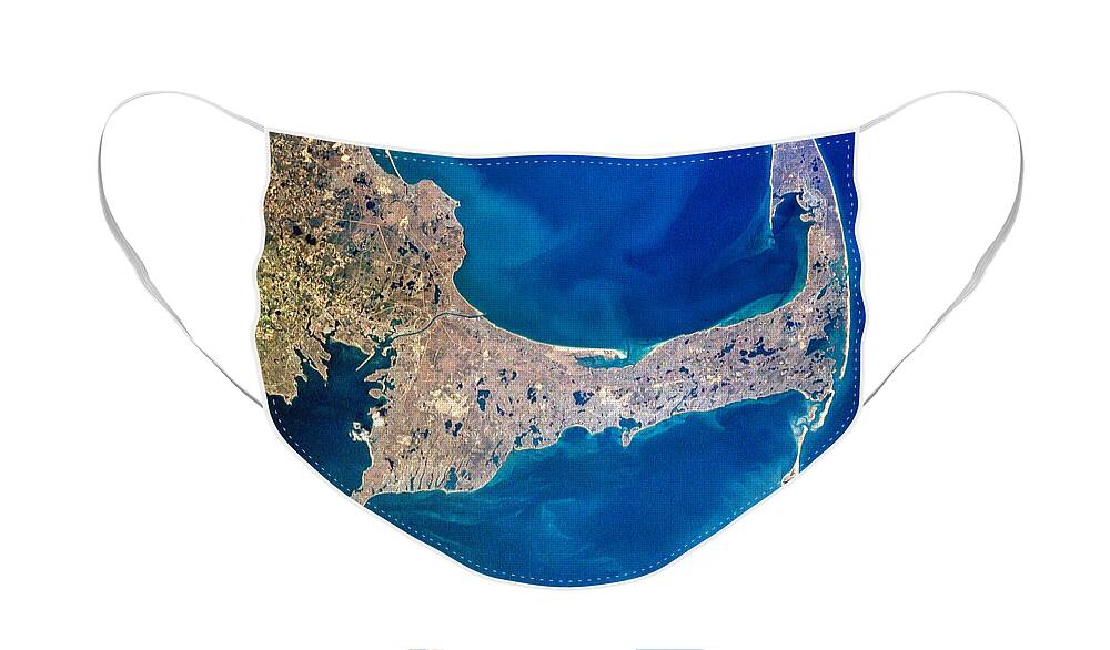 Aerial Face Mask featuring the photograph Cape Cod and Islands Spring 1997 view from satellite by Matt Suess