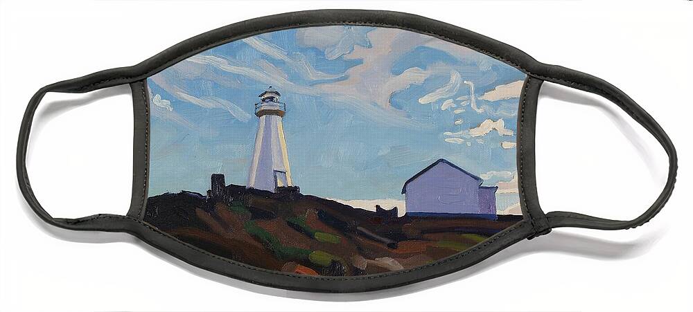 888 Face Mask featuring the painting Cape Spear Light by Phil Chadwick