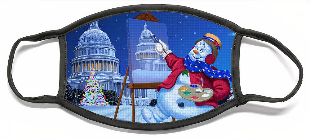 Michael Humphries Face Mask featuring the painting Capitol Christmas by Michael Humphries