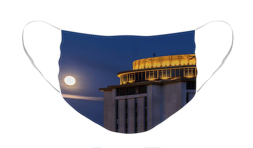 Capstone House Face Mask featuring the photograph Capstone House and Full Moon by Charles Hite