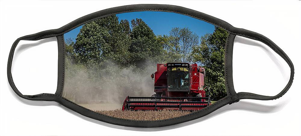 Axial Flow Face Mask featuring the photograph Case IH Bean Harvest by Ron Pate