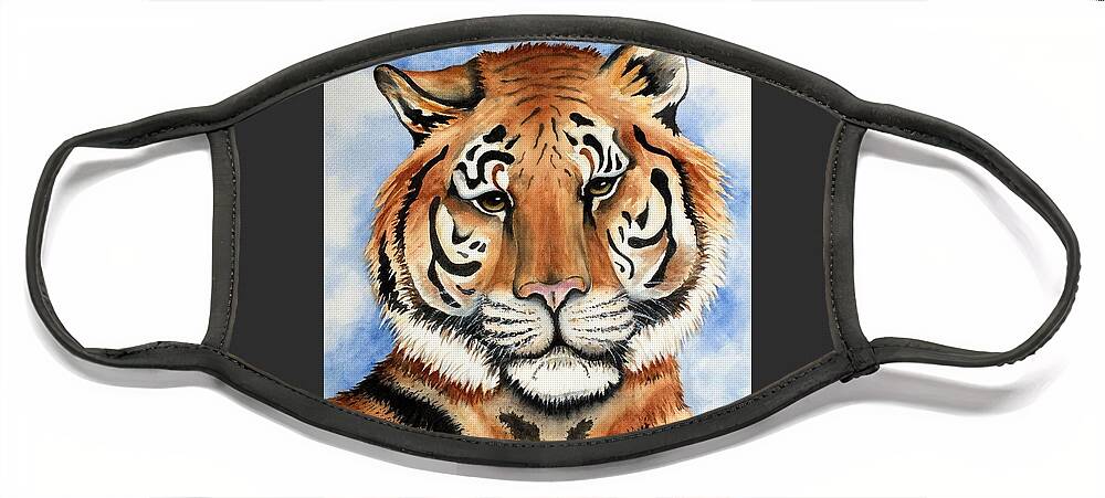 Tiger Face Mask featuring the painting Cassie the Tiger by Lyn DeLano