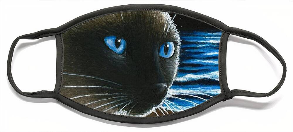 Cat Face Mask featuring the painting Cat 396 Siamese by Lucie Dumas