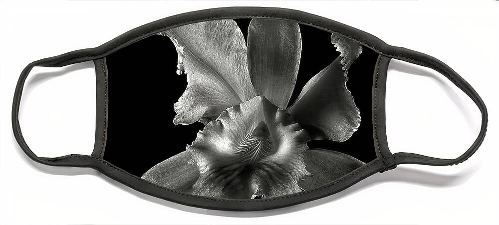 Flower Face Mask featuring the photograph Catalea Orchid in Black and White by Endre Balogh