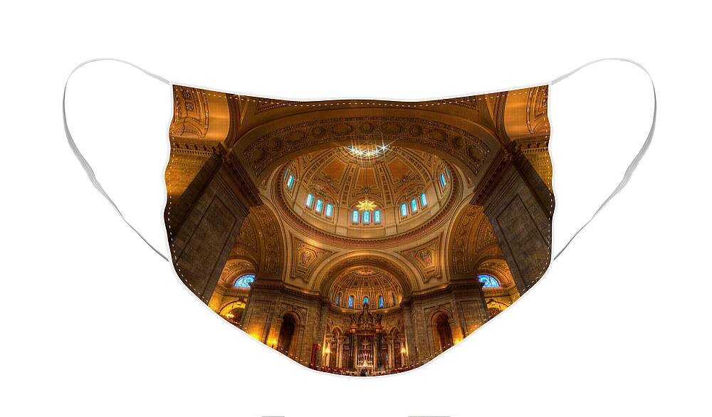Architecture Face Mask featuring the photograph Cathedral of St Paul Wide Interior St Paul Minnesota by Wayne Moran
