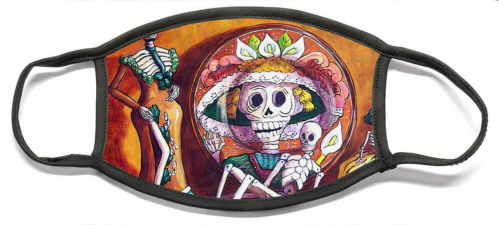 Still Life Face Mask featuring the painting Catrina Still Life by Candy Mayer