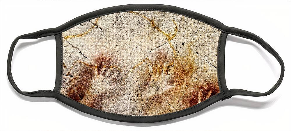 El Castillo Cave Face Mask featuring the photograph Cave of El Castillo Hands and Bison by Weston Westmoreland