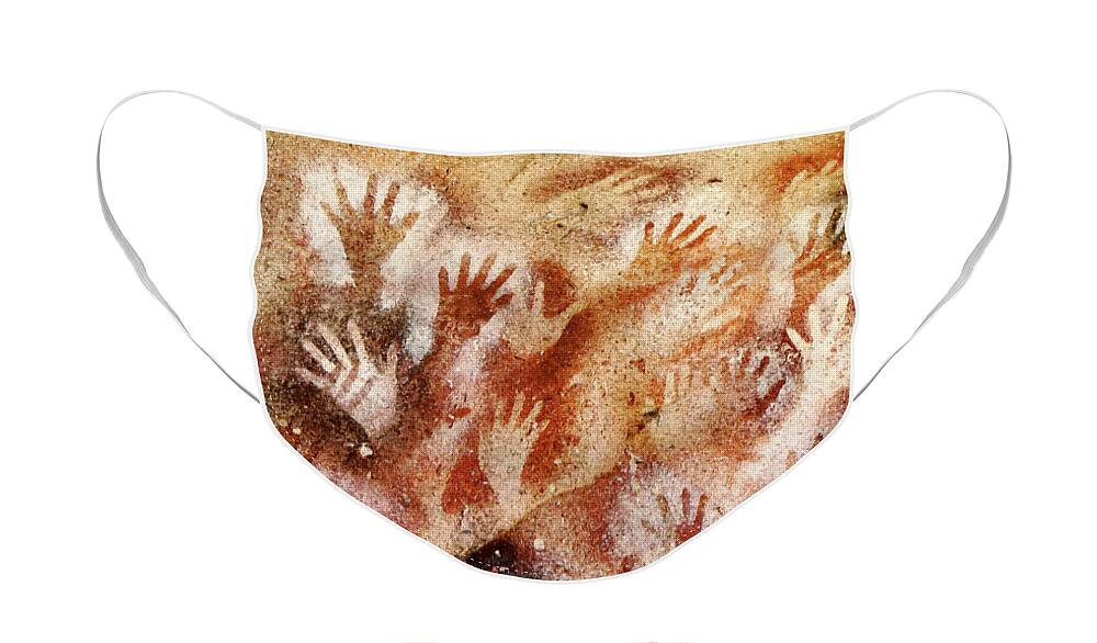 Cave Of The Hands Face Mask featuring the digital art Cave of the Hands - Cueva de las Manos by Weston Westmoreland