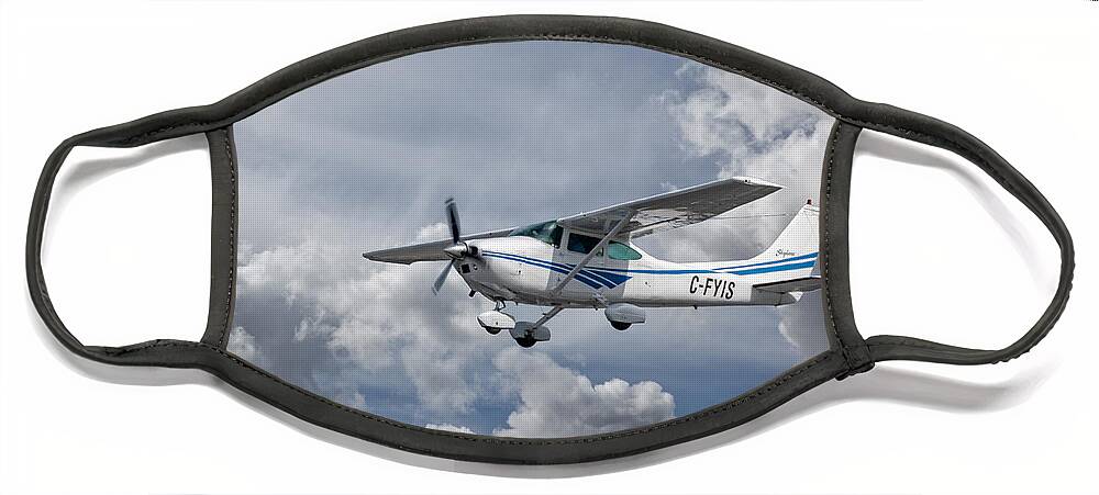 Aviation Face Mask featuring the photograph Cessna 182Q by Guy Whiteley